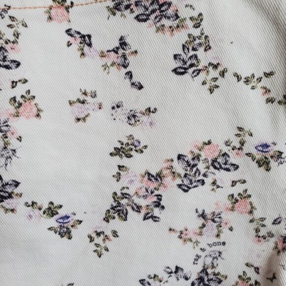 Rag & Bone Ellie Floral Print Denim Shorts, White - Picture 5 of 7